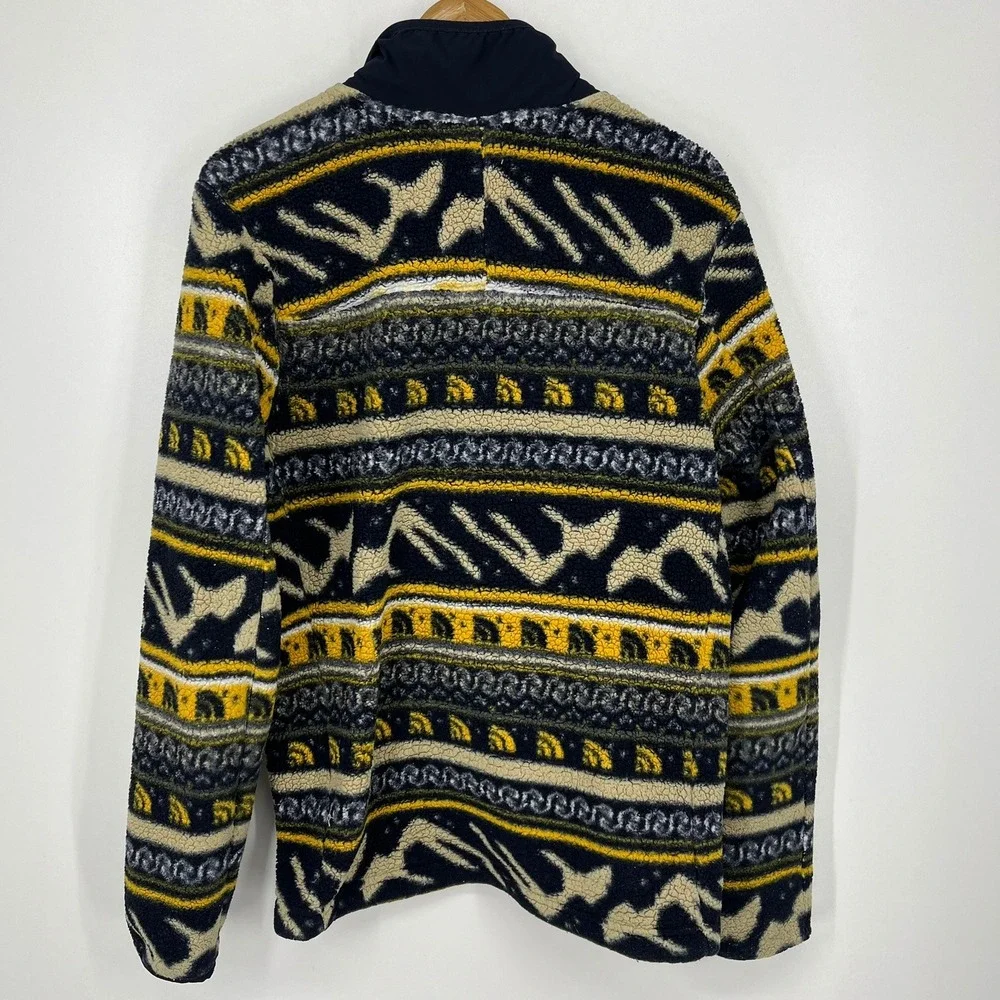 The North Face Mens Aztec Print Sherpa Fleece Full Zip Jacket Yellow M